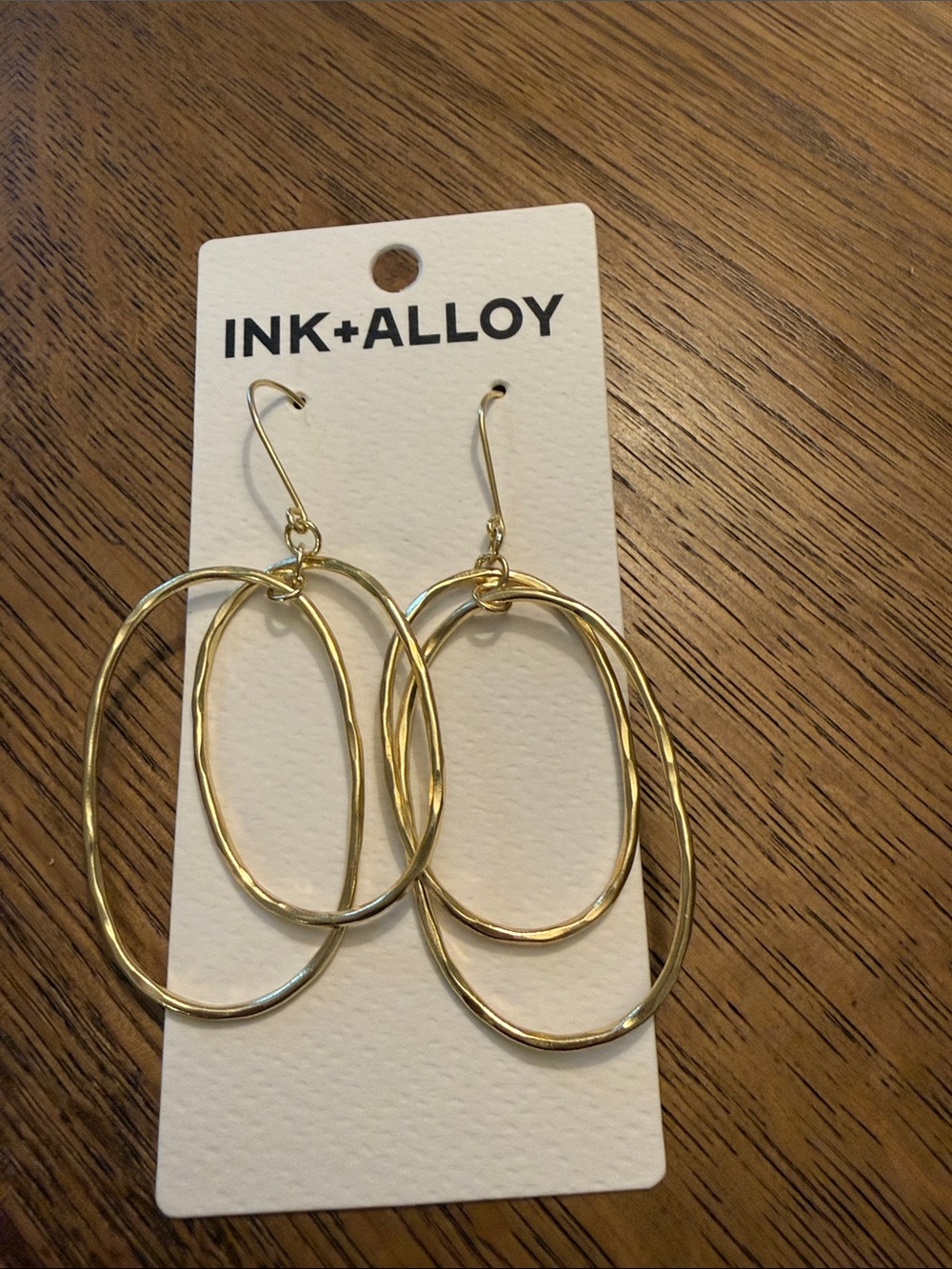 Ink + Alloy Gold Double Hoop Dangle Earrings - Elegant Layered Ovals